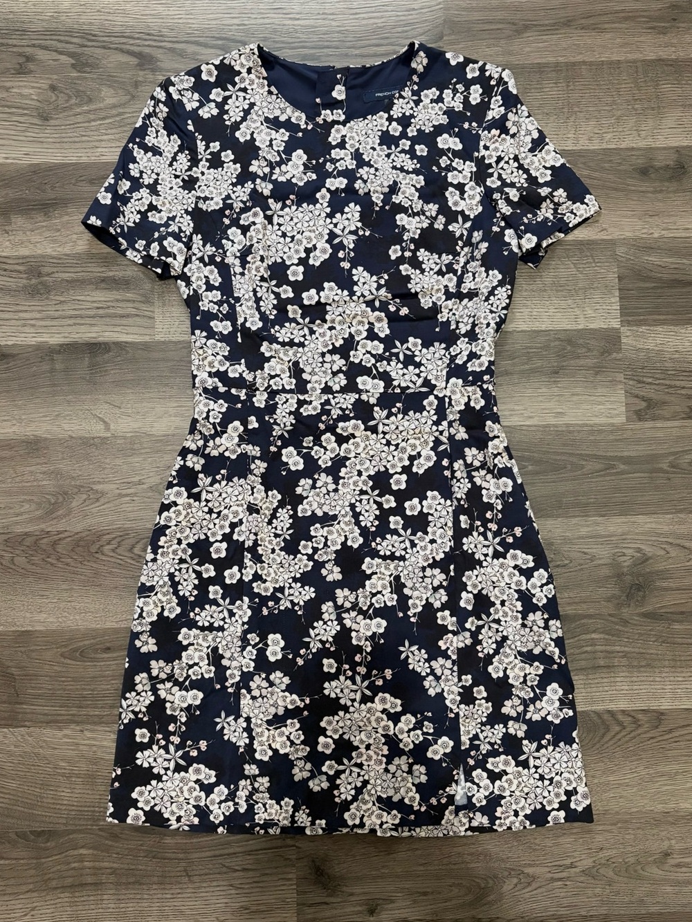 Navy Floral Mini Dress with Pockets Size 2 French Connection